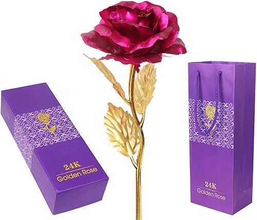 Rosas de papel de aluminio de oro de 9.8 pulgadas, rosas artificiales en caja de regalo, el mejor regalo para el día de la madre, día de San