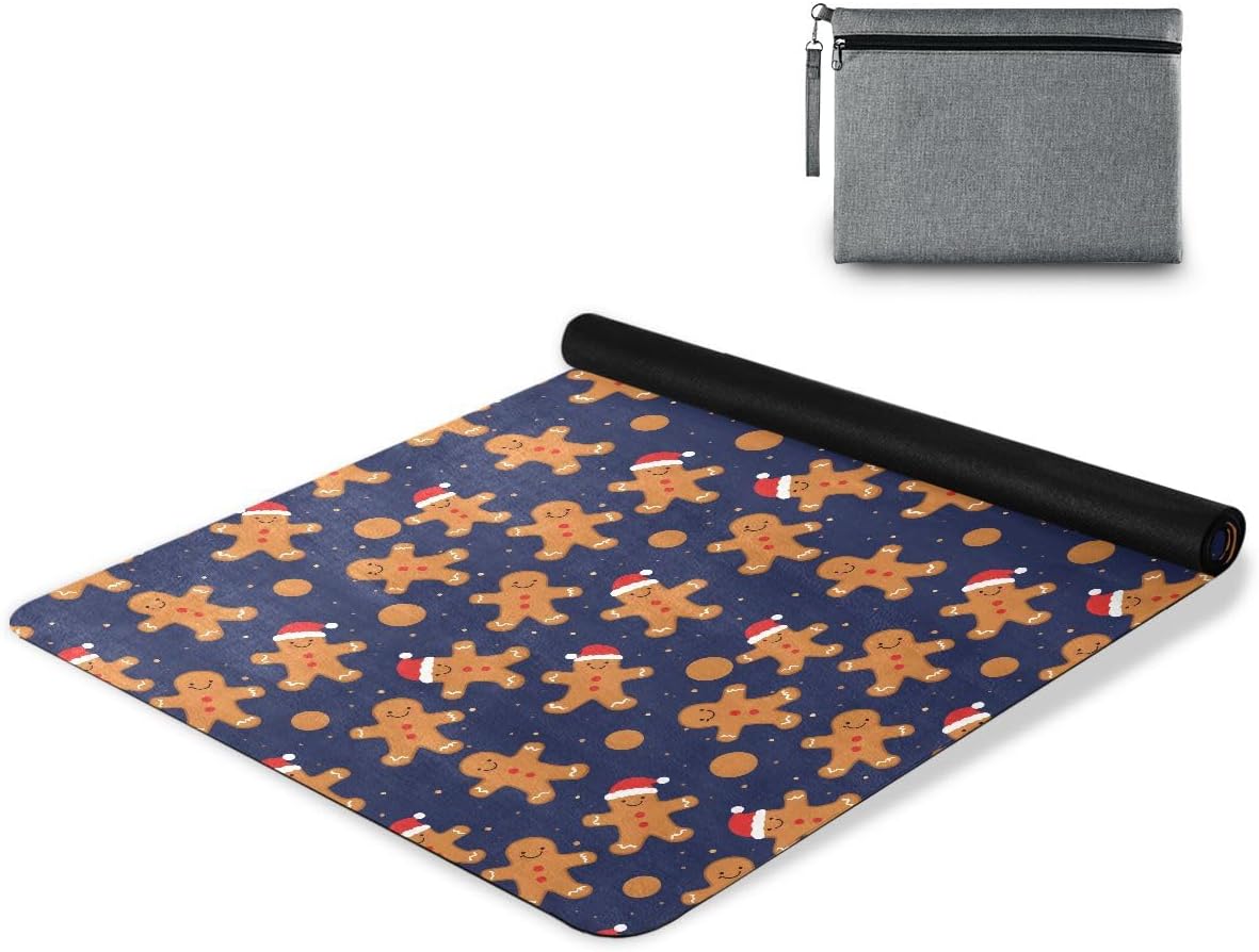 ALAZA Yellow Gingerbread Man Pattern Yoga Mat Non Slip Fitness Exercise Mat, Workout Mat for Yoga, Pilates and Floor Exercises