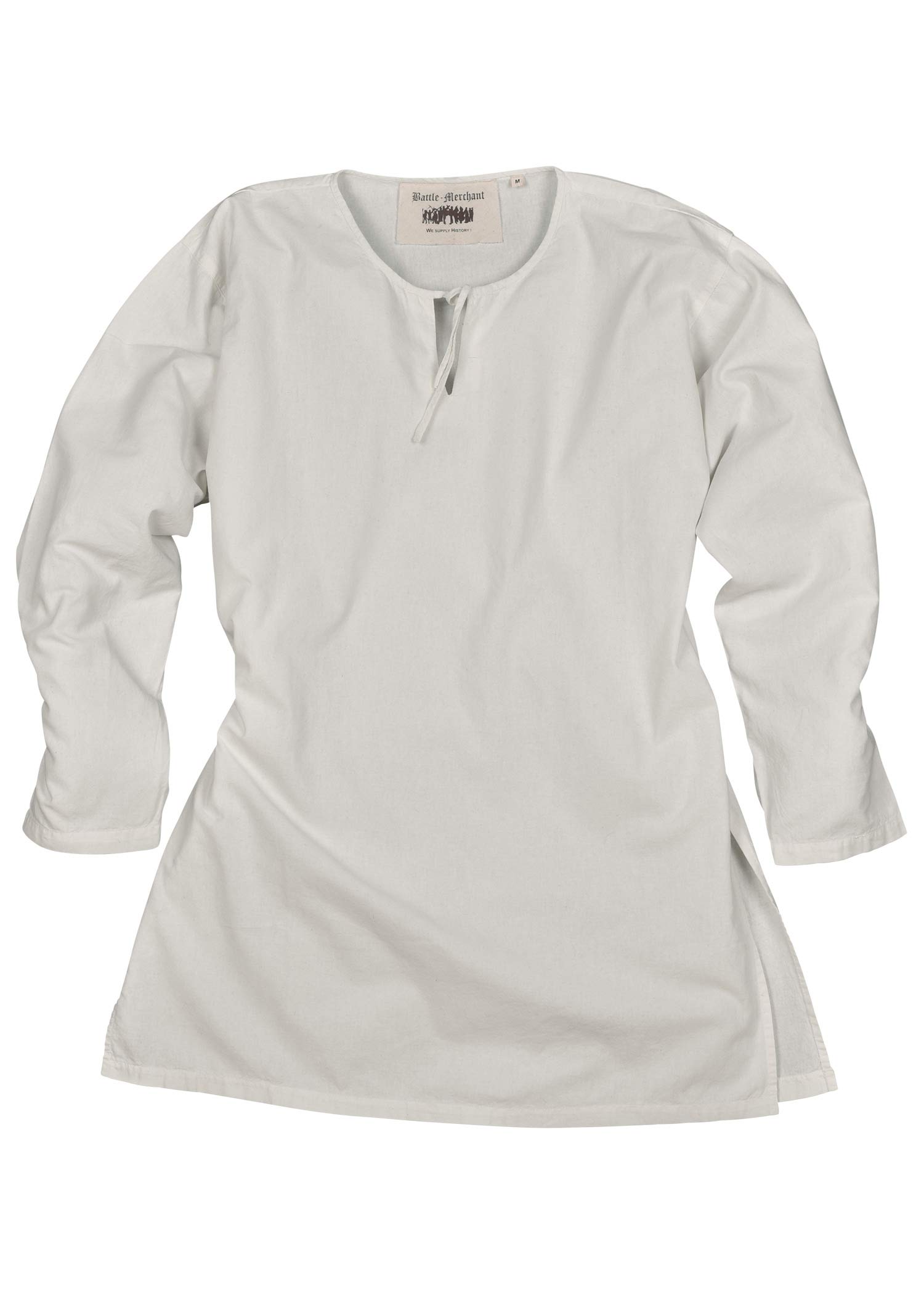 Battle-Merchant - Medieval Long Sleeve Tunic Gunther - for LARP and Re-Enactment - White - S