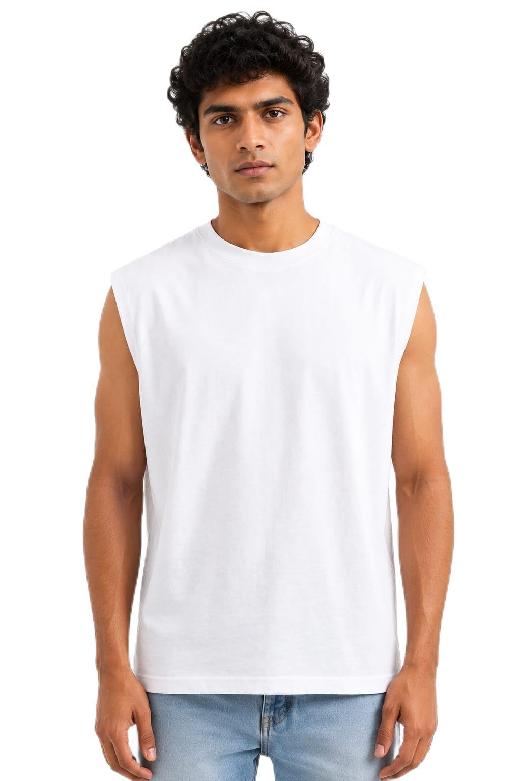 Men's Sleeveless Tank Top | 100% Cotton | 240 GSM | Oversized Fit | Premium Heavyweight Gym, Workout & Casual Wear-picture-38