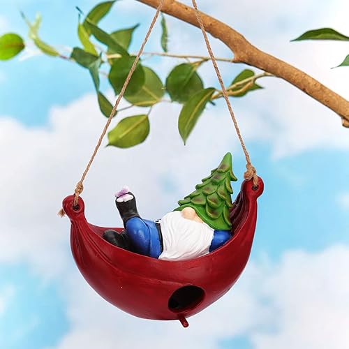 Miniatura 2 de BAYN Casa de pájaros para exterior, hamaca colgante hecha a mano, gnomo, resina, pajarera, pájaro, pajarito, rezorro, casa colgante de cámper, jaula