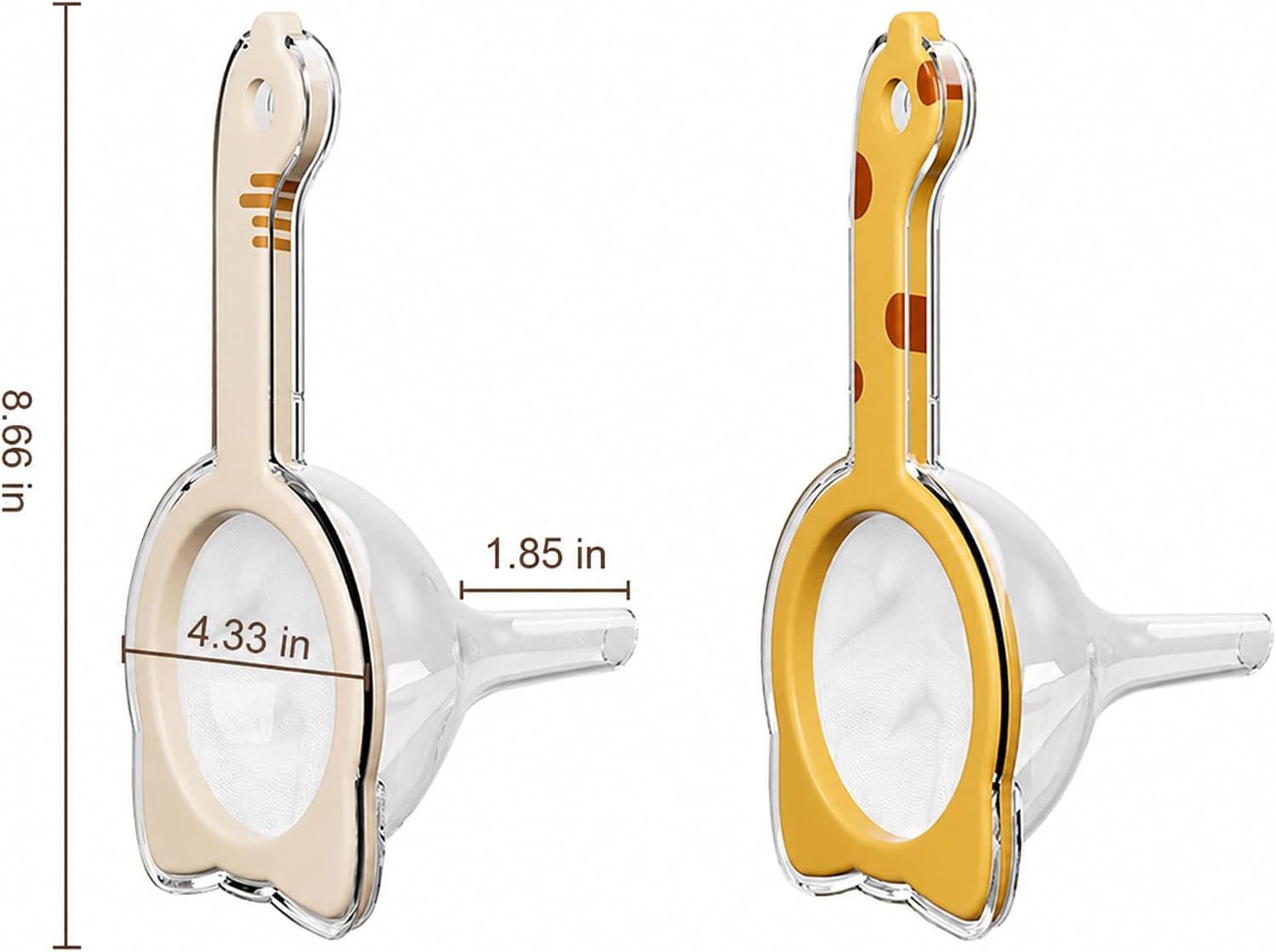 Fine Mesh Strainer with Funnel Versatile Functions for Kitchen Straining Coffee, Tea (White+Yellow)
