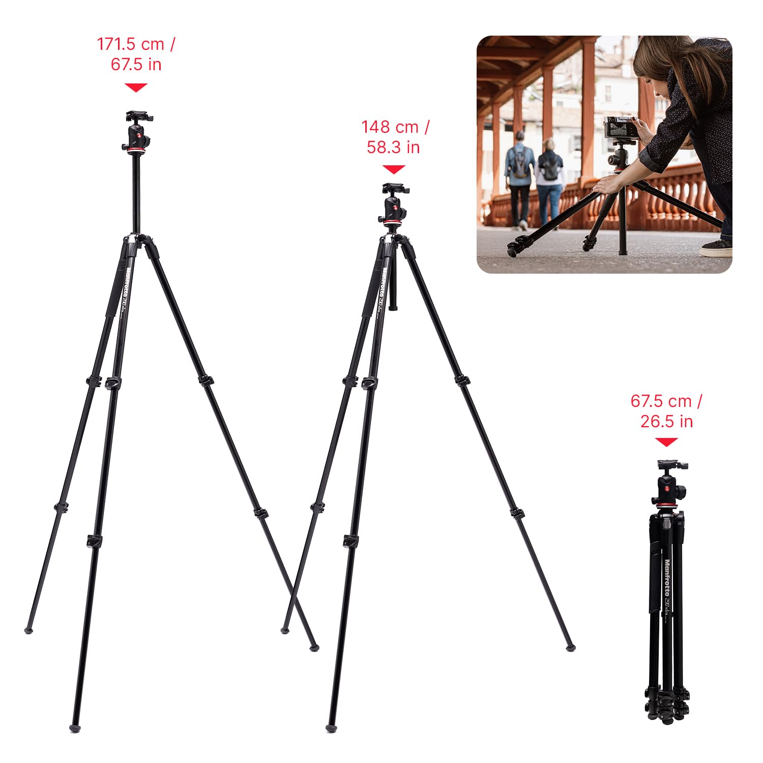 Manfrotto 290XTRA Trépied Appareil Photo Aluminium avec Rotule 496, 3 Sections, 4 Angles, Verrouillage Rapide, Plaque Arca-Swiss, 10 kg, Sac, pour Reflex, Hybride, Caméra Compacte - 5