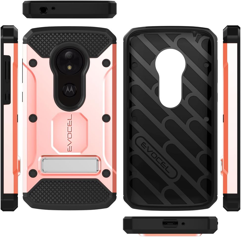Moto E5 Play / E5 Cruise Case, Evocel [Explorer Series Pro] Premium Full Body Case with Glass Screen Protector, Belt Clip, & Metal Kickstand for Motorola Moto E5 Cruise/Moto E5 Play, Rose Gold
