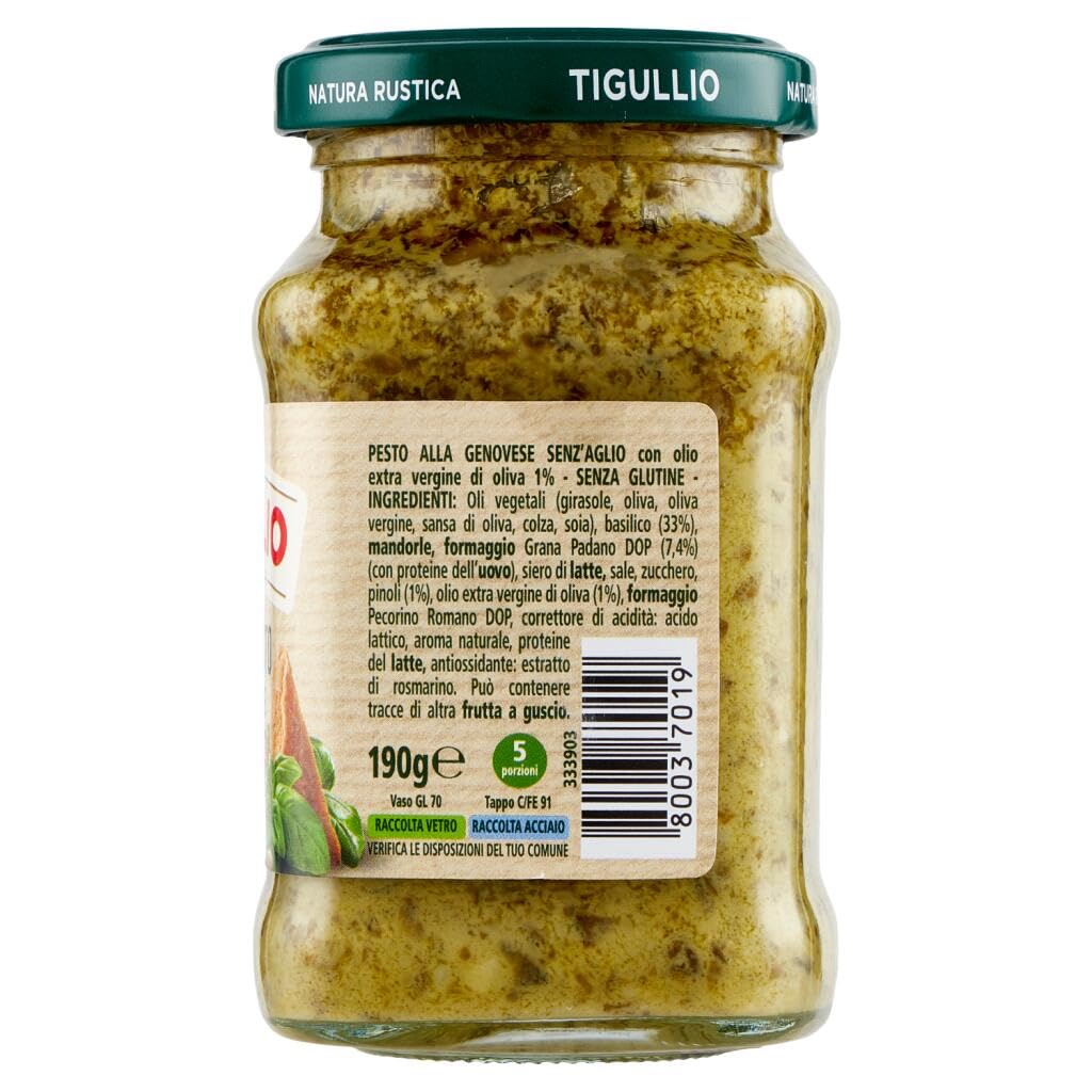 Star Tigullio GranPesto Pesto alla Genovese senz'aglio mit 100% frisches Basilikum, ohne Knoblauch, glutenfrei, 24 x 190g + Beni Culinari Kostenloser Schlüsselanhänger