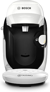 BOSCH Cafetera multibebida Tassimo Happy Friendly, Hasta 70 bebidas, OneTouch, Preparación individual, Diseño compacto, Intellibrew, Blanco, TAS114E0
