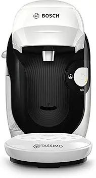 BOSCH Cafetera multibebida Tassimo Happy Friendly, Hasta 70 bebidas, OneTouch, Preparación individual, Diseño compacto, Intellibrew, Blanco, TAS114E