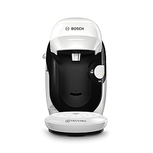 BOSCH Cafetera multibebida Tassimo Happy Friendly, Hasta 70 bebidas, OneTouch, Preparación individual, Diseño compacto, Intellibrew, Blanco, TAS114E