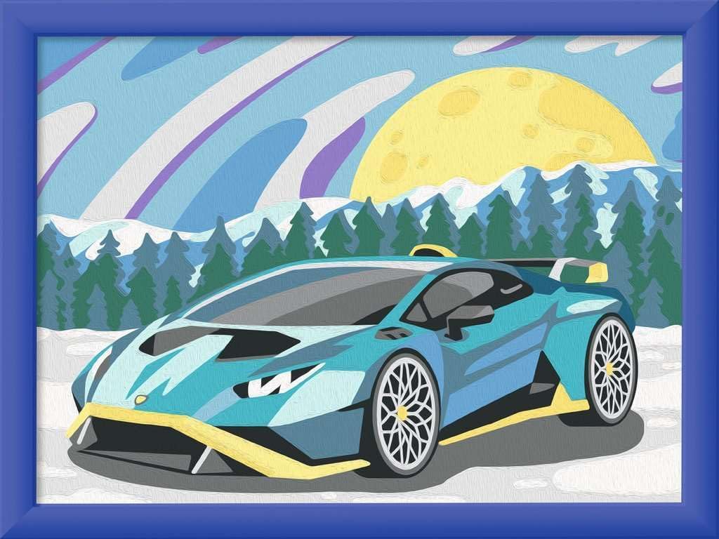 Ravensburger CreArt 23959 - Blue Lamborghini - Paint by Numbers Car for Children from 9 Years, Painting Set with Frame, Brush and Acrylic Paints, Gift for Boys and Girls