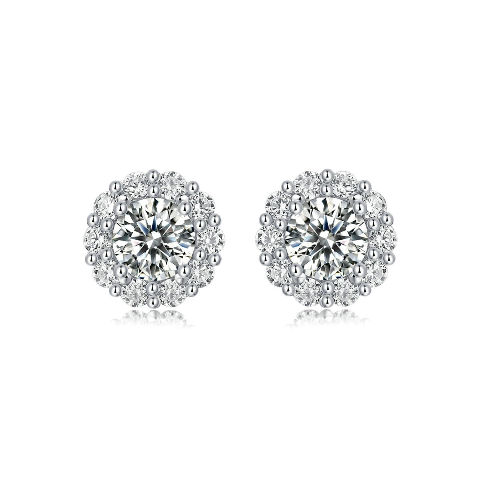Kolczyki na sztyfcie, białe złoto, 750 585 375, prawdziwe złoto, damskie kolczyki z motywem kwiatowym, okrągłe kolczyki na sztyfcie Moissanite 0,5 ct, na wesele, bez niklu, prawdziwa biżuteria