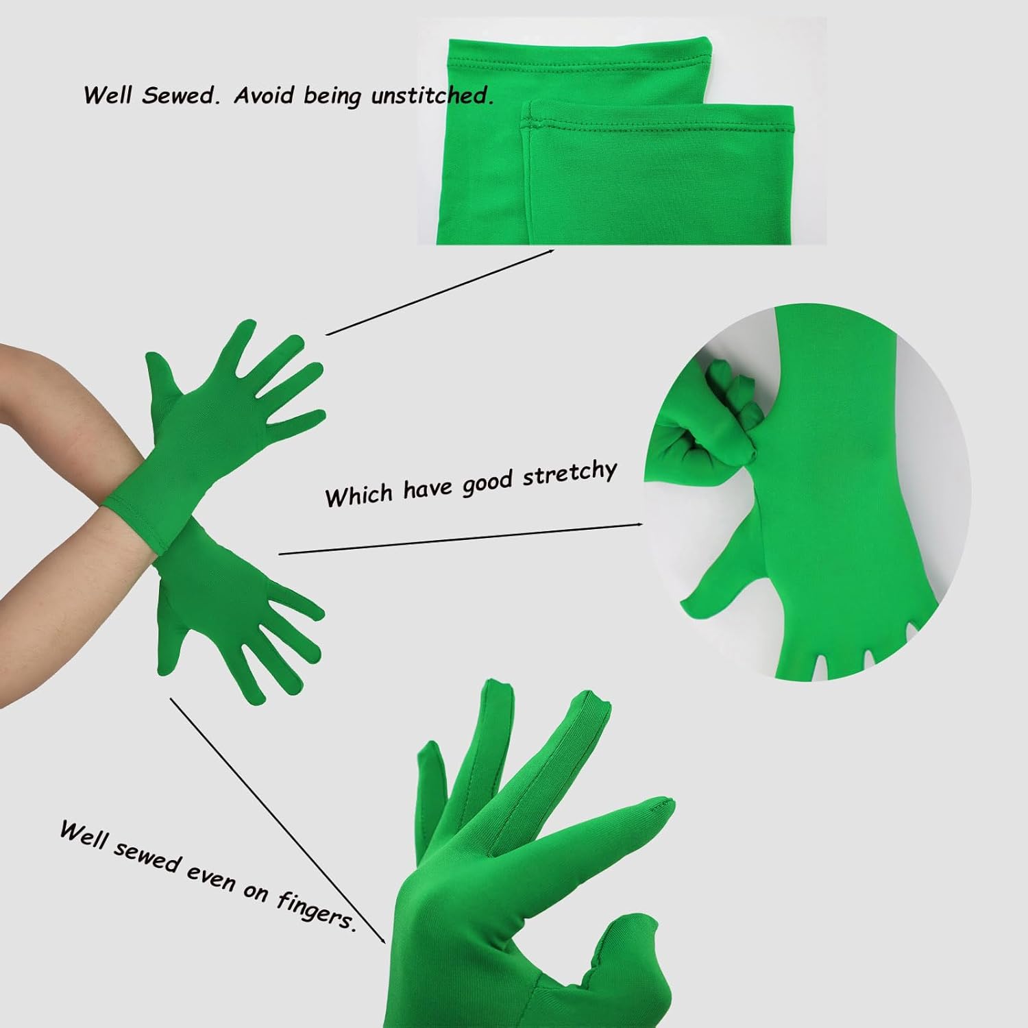 Sheface Stretchy Spandex Costume Gloves - Men's & Women's Banquet Party Wedding Gloves