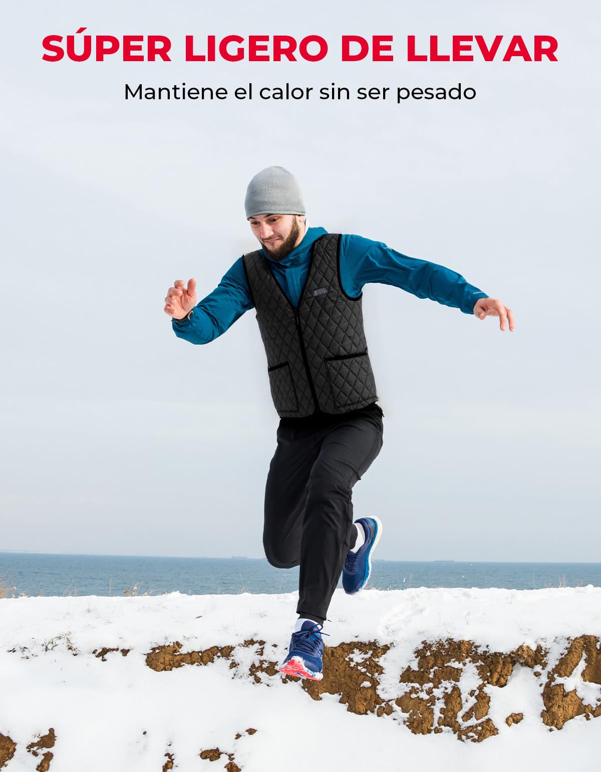 KEMIMOTO Chaleco Calefactable Hombre, Control Dual con 8 Zonas de Calor, Chalecos Térmico Inteligente Diseño Cuello en V, 3 Niveles de Calor Ideal para Invierno (Sin Batería)
