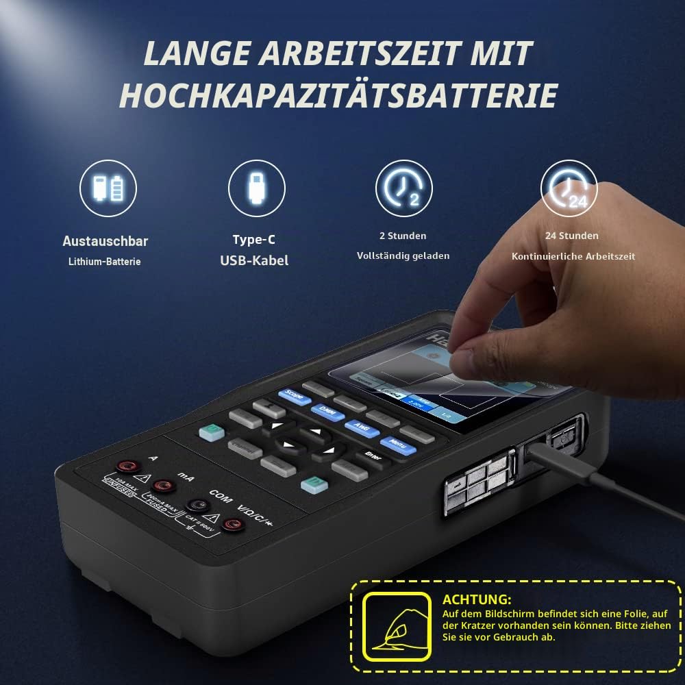 Hantek 2D72 Oszilloskop 3 in 1 Funktion 70MHz Bandbreite Zweikanal-Oszillograph mit Digital Multimeter Arbiträrer Wellenformgenerator für Mehrfachtester