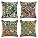 Ohok 4-pak geometryczna mandala dekoracyjne poszewki na poduszki poszewki na poduszki poszewki na poduszki 18 x 18 cali / 45 x 45 cm do salonu na sofę do sypialni kanapy