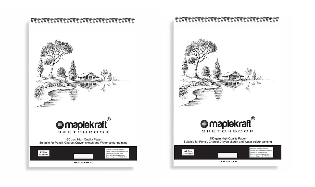MAPLEKRAFT - (A2 Size) Premium White Sketch Artist Book - Drawing Book - (42.0 cm x 60.0 cm) -150 GSM (25 Sheets) - 50 Pages (B09DXGFRJ4) Amazon Price History, Amazon Price Tracker