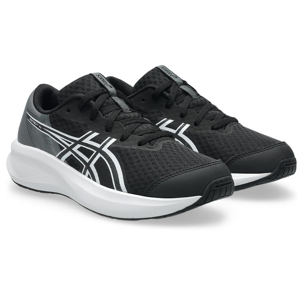 ASICS Boys Patriot 14 Gs Sneaker, Black White, 2.5 UK