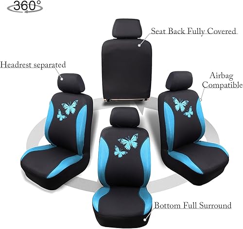 Miniatura 9 de Flying Banner Juego de fundas de asiento de automóvil con diseño de mariposa, universal, para mujer y mujer, para banco trasero dividido en colores