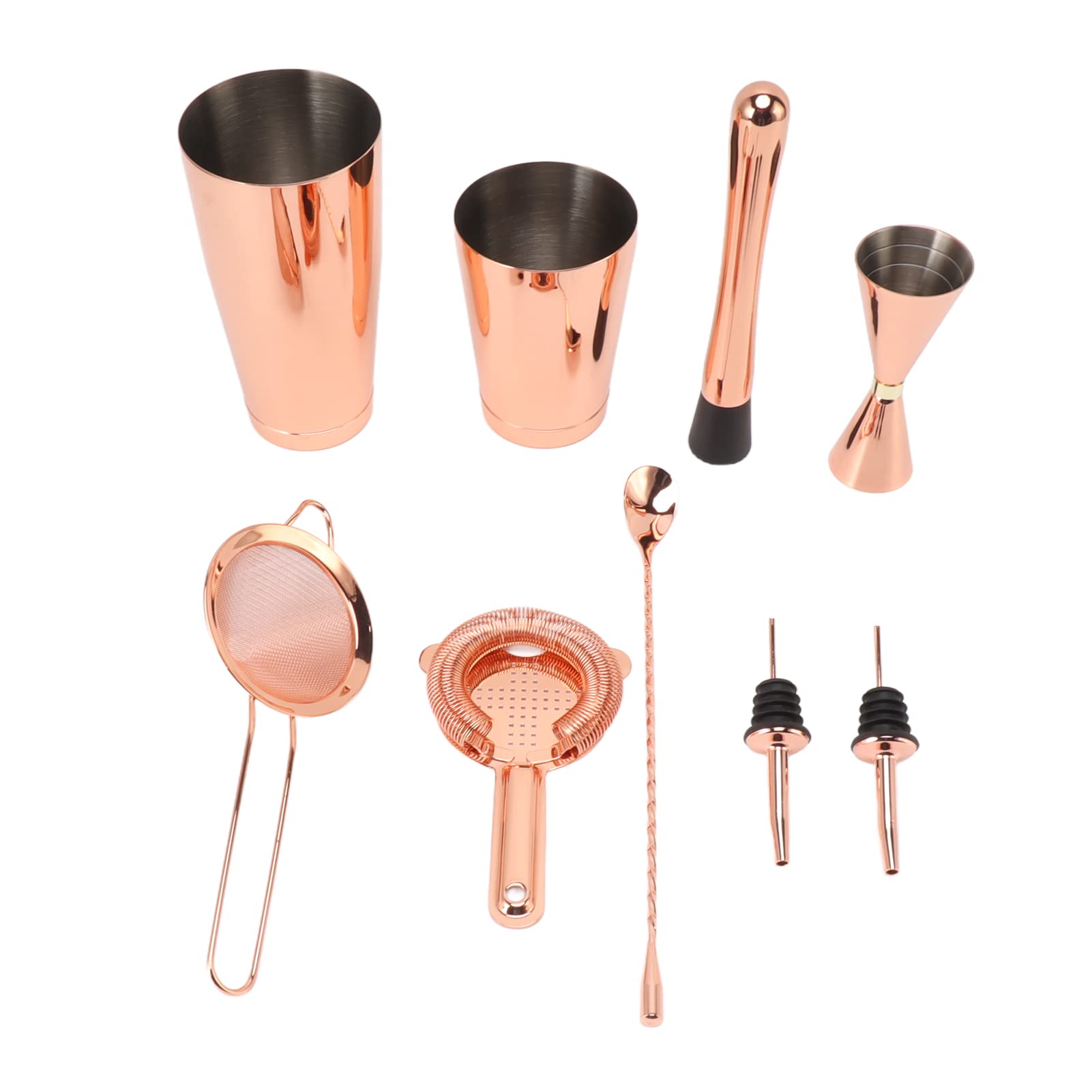 Kit Bartender Acero Inoxidable 9 Piezas |Juego de coctelera Boston para cócteles/Bebidas Mixtas/Bebidas Calientes |Mezclador Fuerte Que Mantiene Las Bebidas frías o Calientes por (Tipo A)