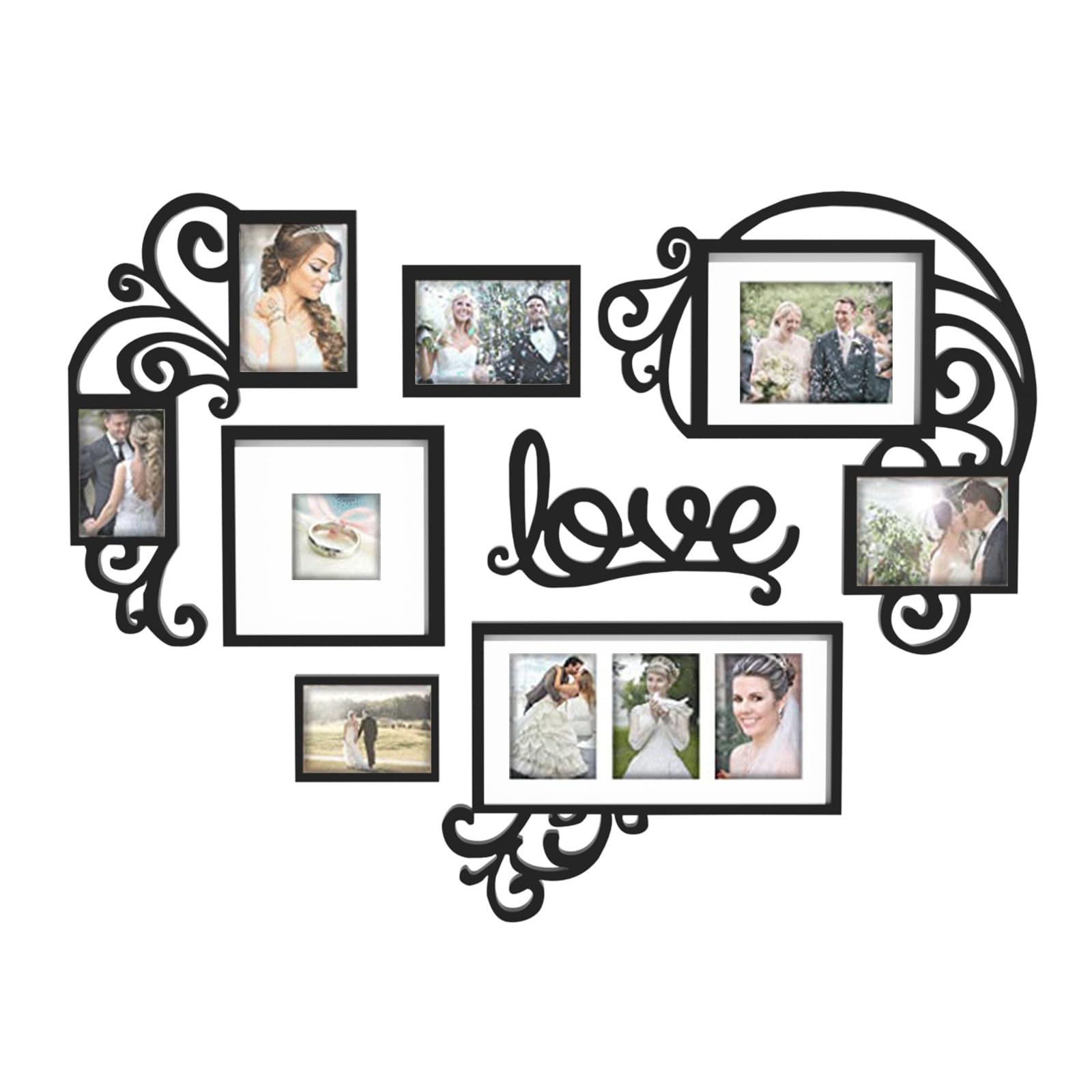 JM-Deco Lover Union Shape Photo Frame Collection Gallery Brown Frame Family Valentine Picture Frames