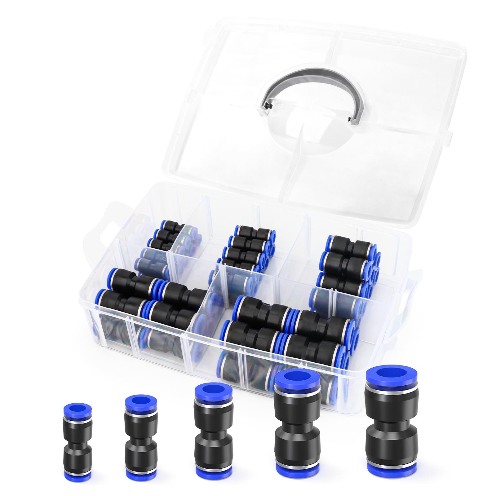10 piezas azul de 10 mm de diámetro exterior en T de 3 vías empujar para conectar neumáticos accesorios (PE-10) — view 51