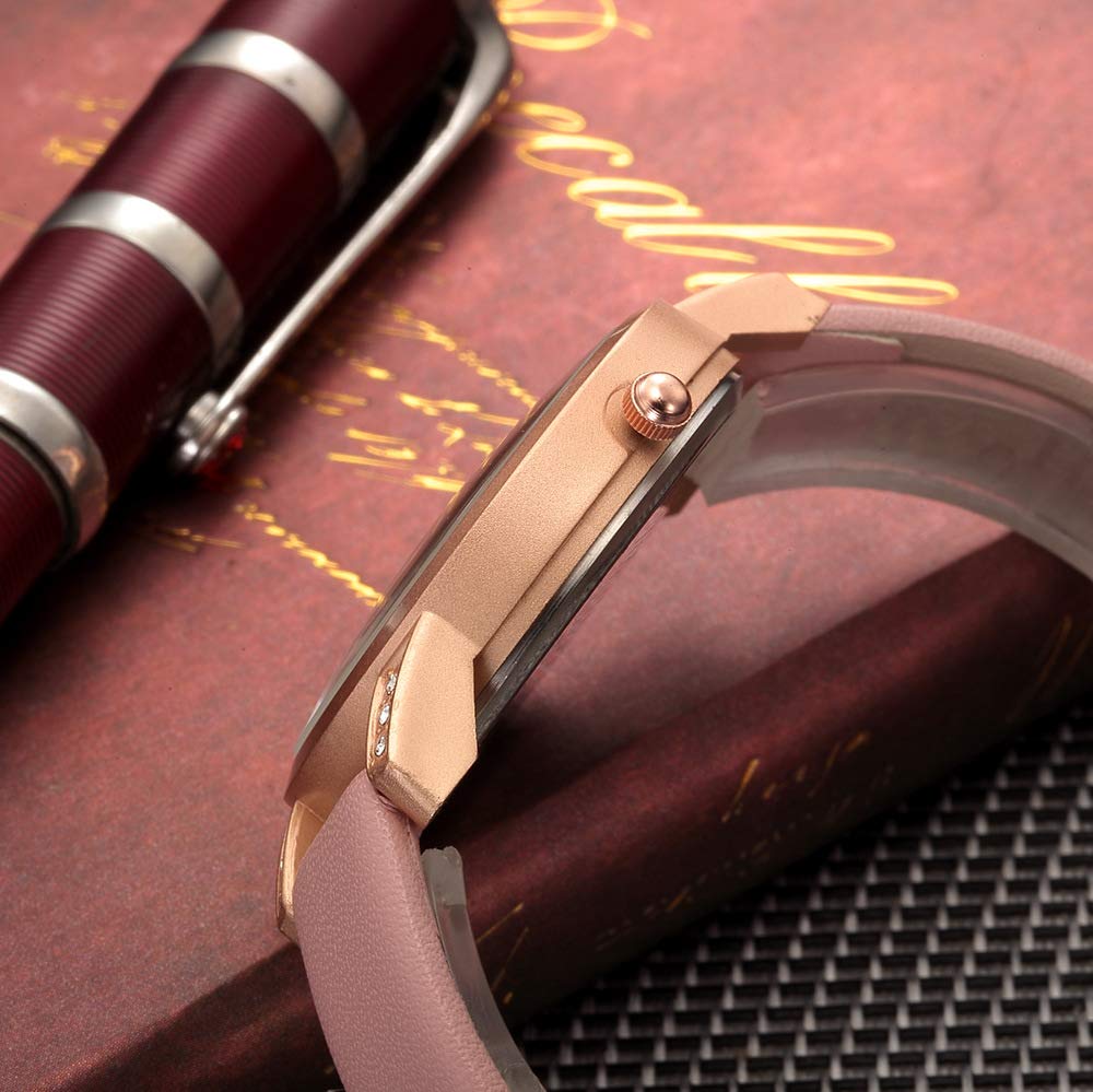JewelryWe Reloj de pulsera de cuarzo para hombre y mujer, de lujo, simple y brillante, con cielo estrellado