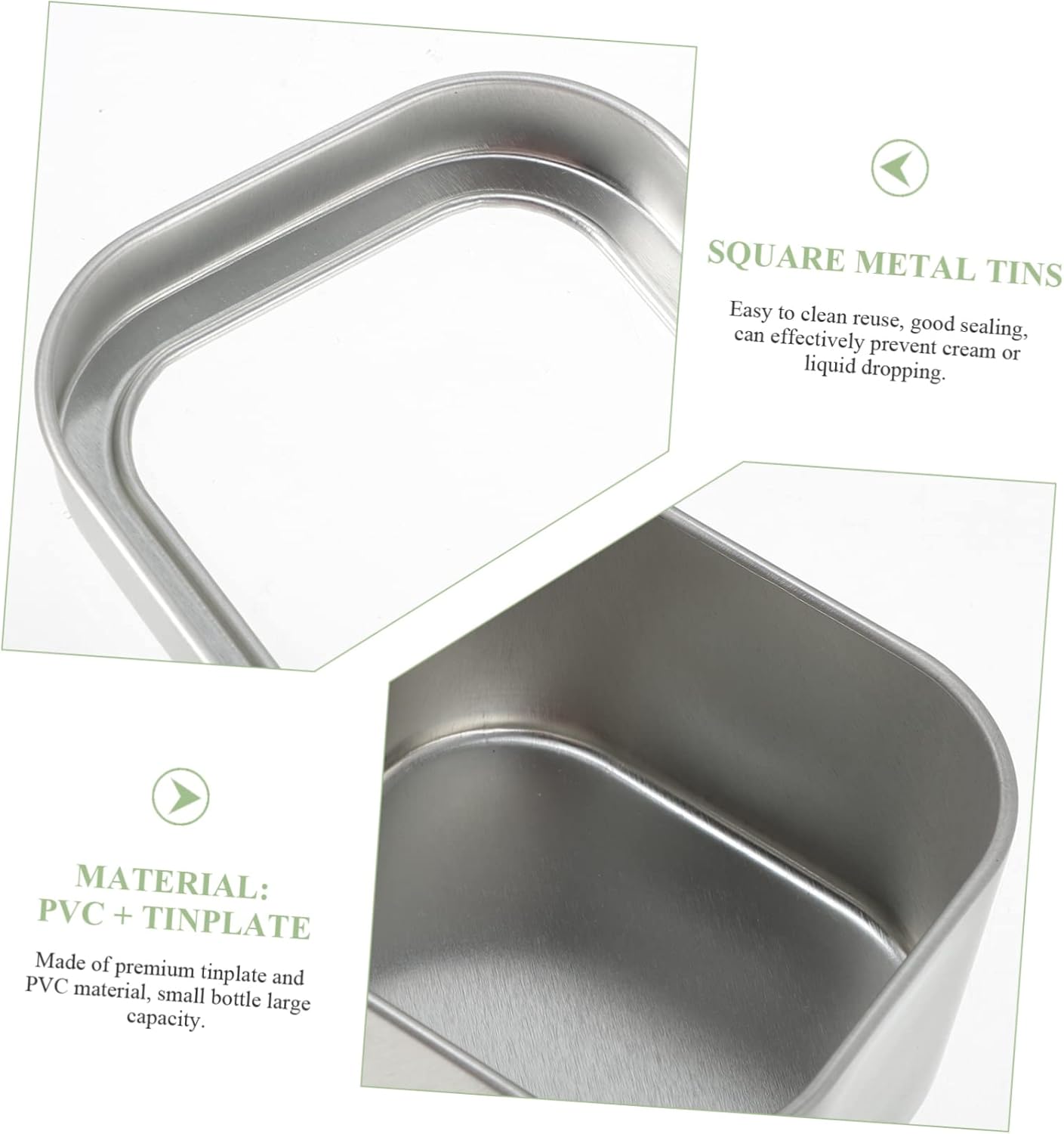 GLSTOY Tin Containers Lids 15pcs Square Metal Tins with Window Lids for Candle Making