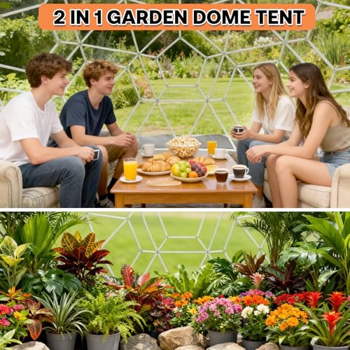 3.6 x 2.2m Gewächshaus Gartenkuppel Igloo,Gartenkuppel TPU Blasenzelt für 4-8 per,Gartenblasenzelt mit 2 Lichterketten, Durchsichtiges Kuppelzelt für Hinterhof,Party,Weihnachten,Hochzeiten