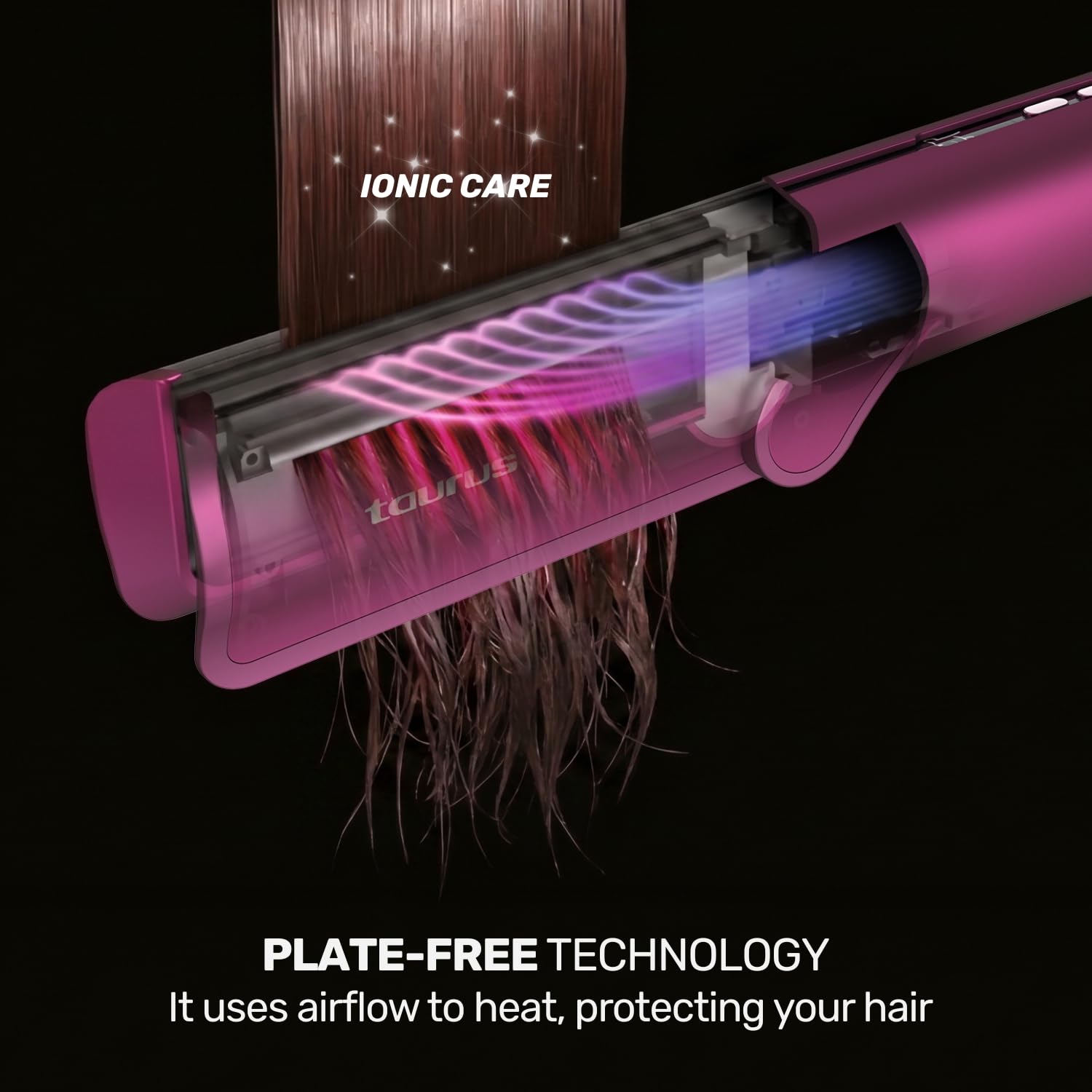 Taurus Piastra per capelli e asciugacapelli, 2 in 1, lisciante con aria senza piastre per capelli bagnati e asciutti, motore digitale 1200 W, 110.000 giri/min, tecnologia ionica anti-crespo, pane