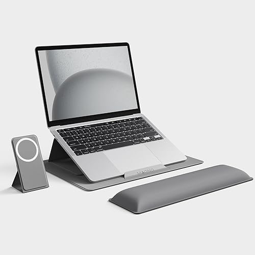 HUANUO Soporte magnético para laptop de 10 a 17 pulgadas, elevador portátil plegable para laptop con soporte para teléfono y cojín de muñeca,