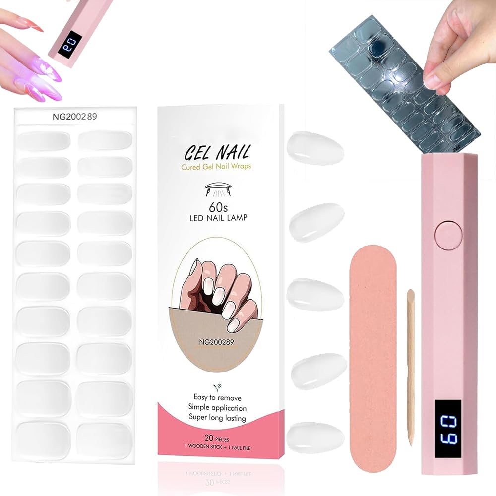 UV Gel Nail stickerS,Gel Nail Stickers with UV light,GEL Nail Strips,gel Nail Stickers with uV Light Starter Kit (1Set Clear)