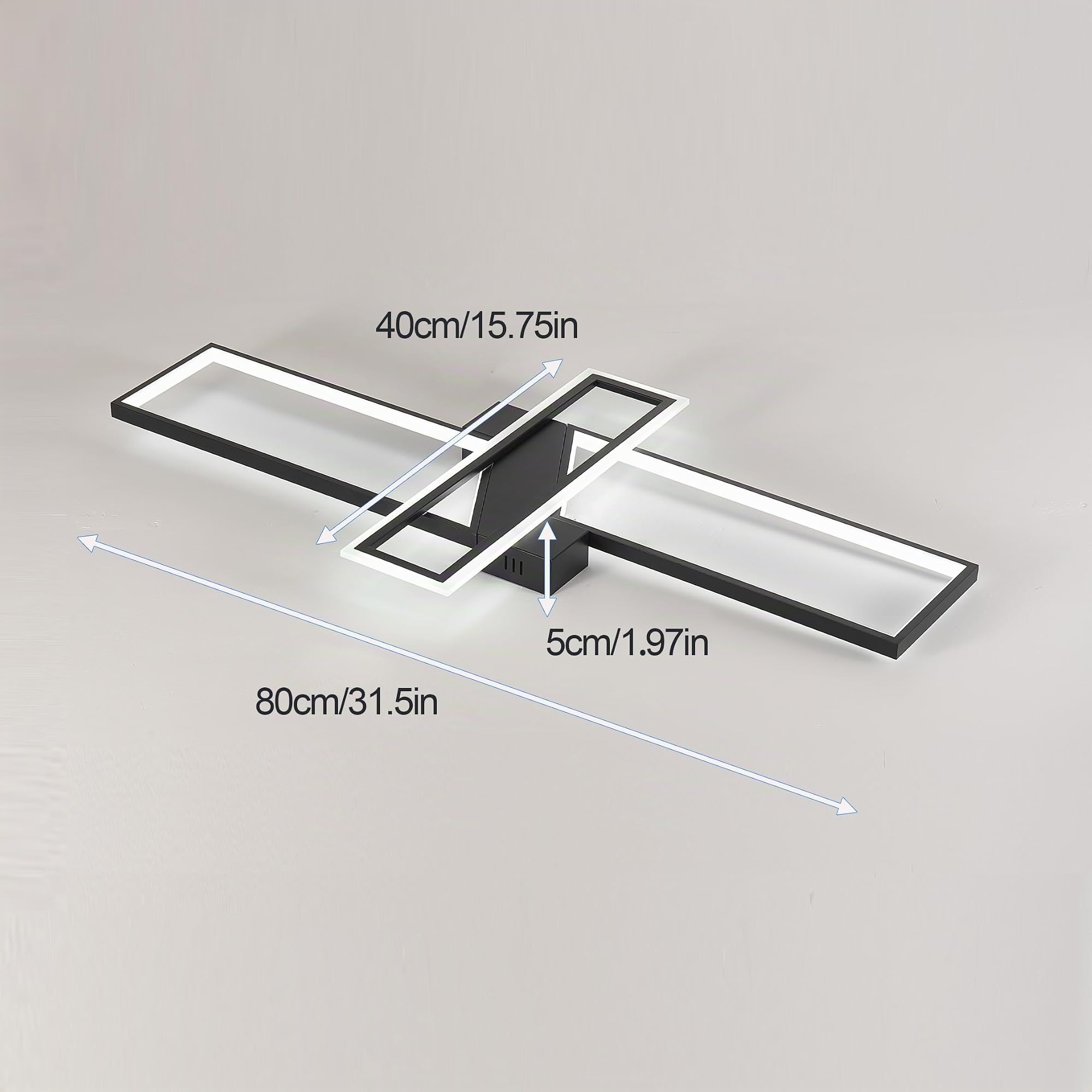 Narwhal Lampadario Led soffitto Moderno, Dimmerabile Plafoniera con Telecomando/APP, Timing e Funzione di Memoria, Plafoniere per Soggiorno,Camera da letto, Ufficio (Nero, 80cm)