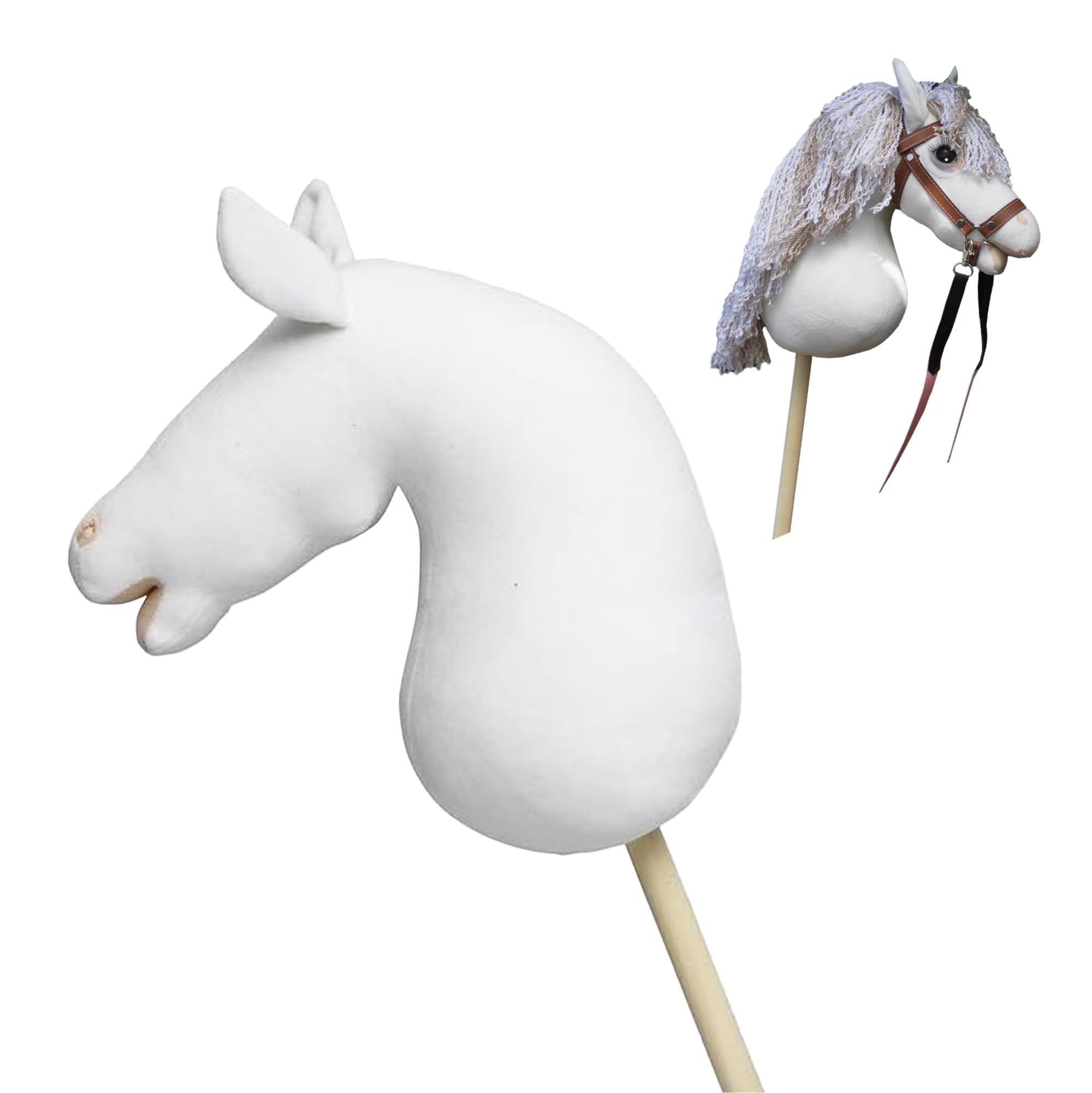 Panduro DIY Hobby Horse | Steckenpferd - Undekoriertes Pferd mit Holzstab | Steckpferd Bastel | Stockpferd Ohne Rollen, Ohne Sound | 85 cm Länge | Connemara