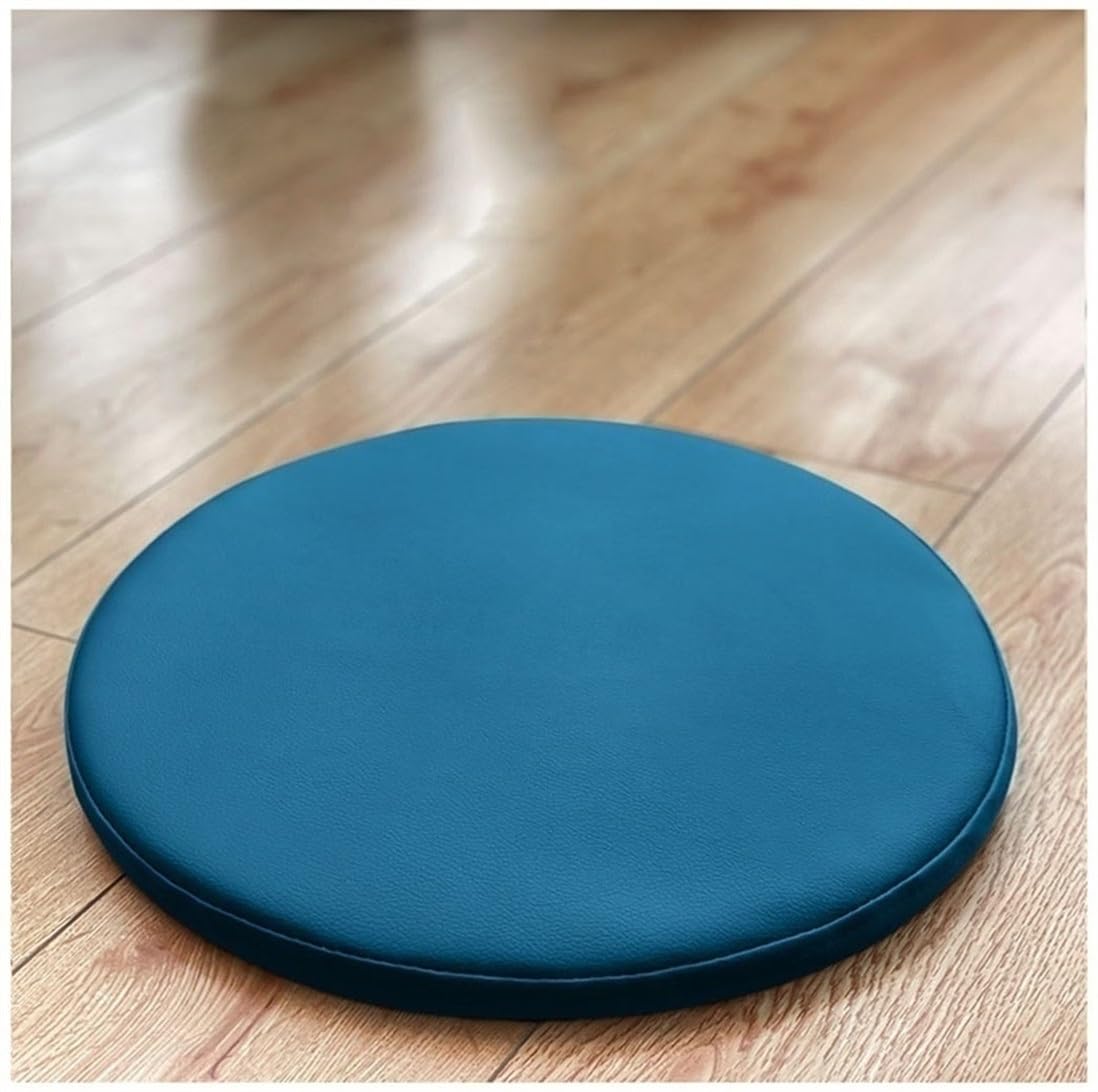 EORNOW Faux Leather Round Chair Cushion, 30 * 30cm/35 * 35cm/40 * 40cm/45 * 45cm Round Memory Foam Seat Cushion, Waterproof Non-slip Round Chair Pads (Color : Blue, Size : 45 * 45CM)