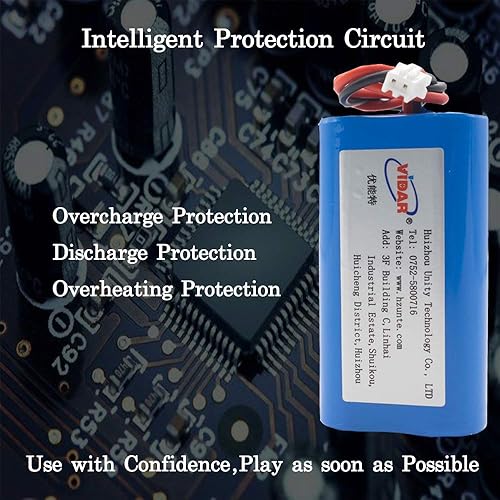 Miniatura 6 de VIDAR Batería recargable de iones de litio de 7.4V 3000mAh-22.2wh  Batería de iones de litio de capacidad real premium con enchufe XH2.542P para