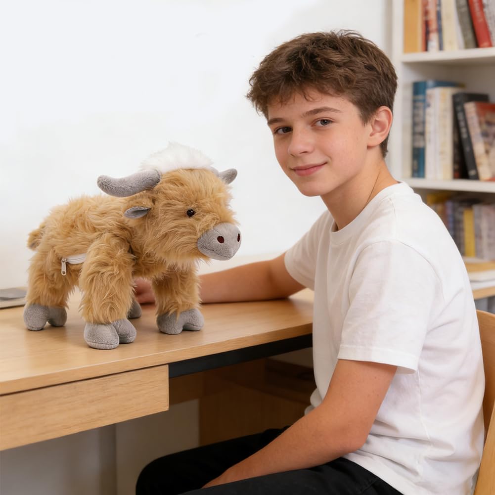 JynxtoyZeal 35cm Highland Cow Stuffed Animals Plush Toy Hochlandskühe Teddy Stuffed Soft Standing Highland Bull Animal Toy Soft Cuddly Plushies Farm Toy Home Decor Gift - Image 3