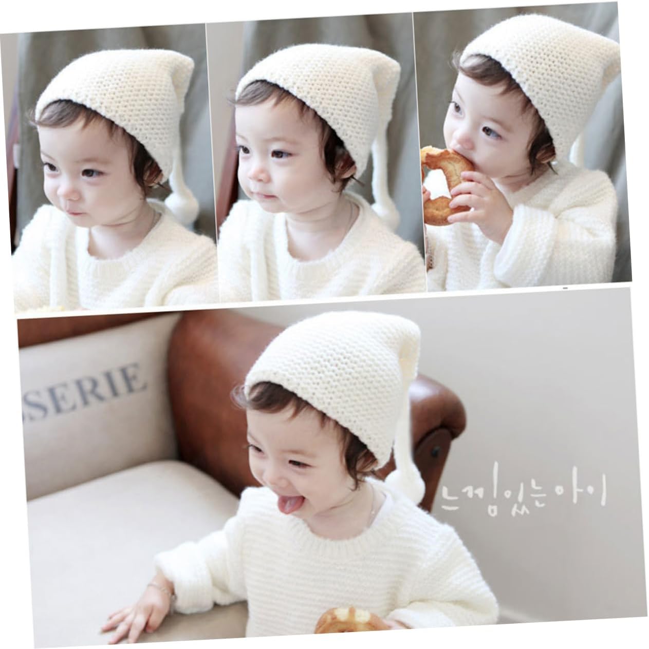 NOLITOY 2pcs Boy Girl Knitted Santa Hats Autumn Warm Woolen Yarn Cute and Cozy for Boys and Girls for Christmas and Outdoor Fun