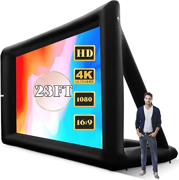 23FT Inflatable Projector Movie Screen for Outdoor Projection | Blow up Portable Projector Screen with Blower for Backyard Movie Night, Theme Parties, Celebrations, Front/Rear Projection