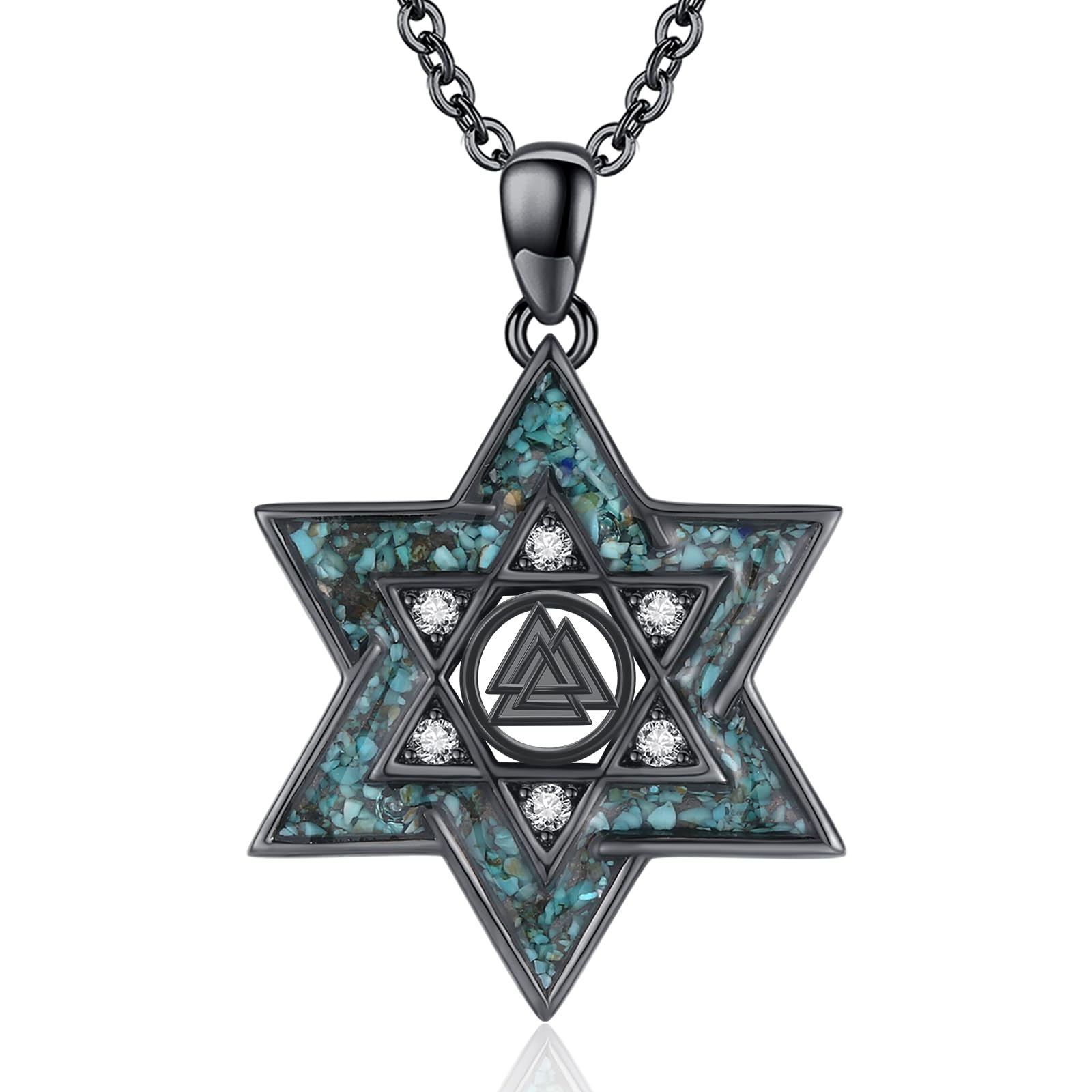 Midir&Etain Collana con ciondolo a forma di stella di David, in argento Sterling 925 con turchese e stella ebraica, idea regalo per donne e ragazze