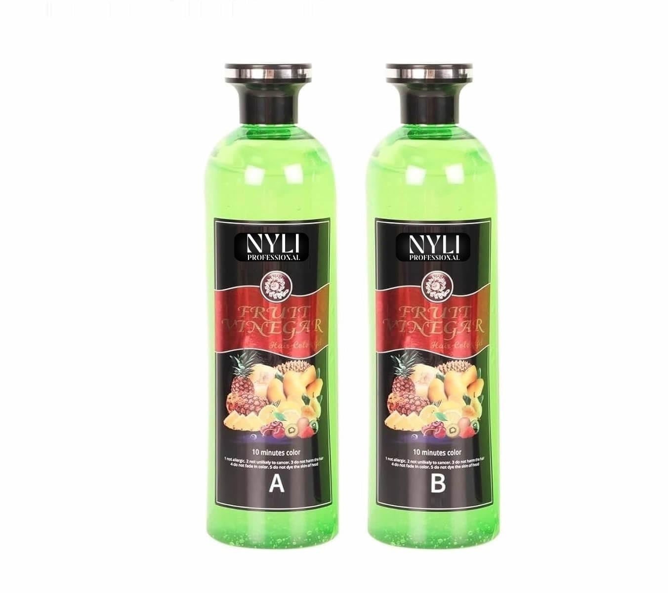 NYLI Professional Fruit Vinegar Hair Color Gel – Natural Black (100ml *2) | Ammonia-Free, Long-Lasting & Nourishing Formula 1