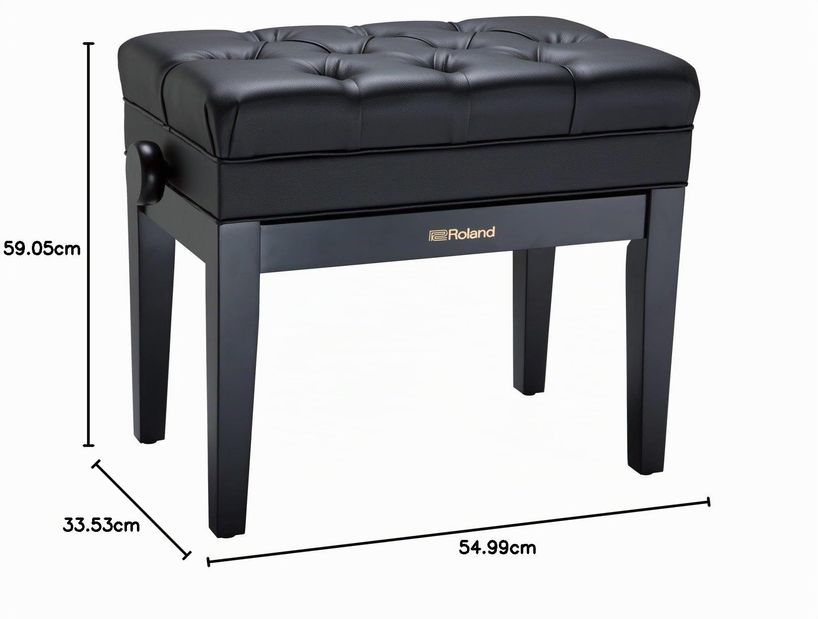 Roland Banc de Piano Finition Ébène Poli avec Assise Plastique et Compartiment pour partitions - RPB-500PE, 64,5 x 37,5 x 25 cm