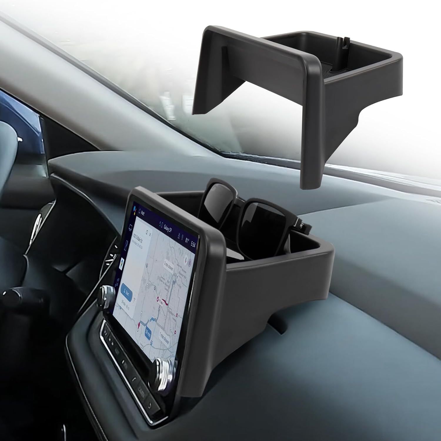 Center Console Organizer Compatible with 2021-2025 Nissan Rogue S/SV/Rock Creek Dashboard Tray Interior Insert Accessories Behind Screen Black (Only Fit 8-Inch Screen)