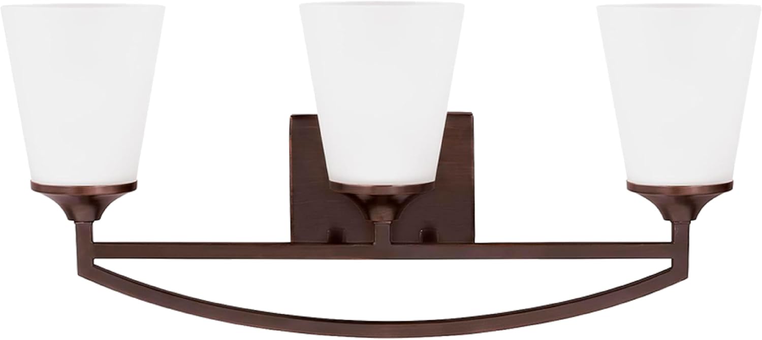 Generation Lighting 4424503-710 3-Light Hanford Transitional Bath Fixture Wall Lamp Bronze 4424503-710, Bathroom Light Fixture for Home Décor, Wall Sconce Vanity Light Fixture and Bathroom Accessory