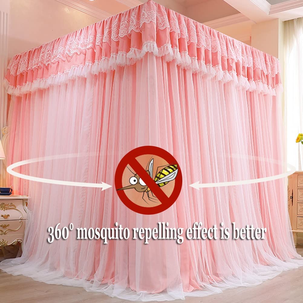 Zanzariera a baldacchino per letto a baldacchino a 4 angoli per letto matrimoniale singolo, tende per letto per camera da principessa per bambini per adulti, con supporto (Color : Green, Siz
