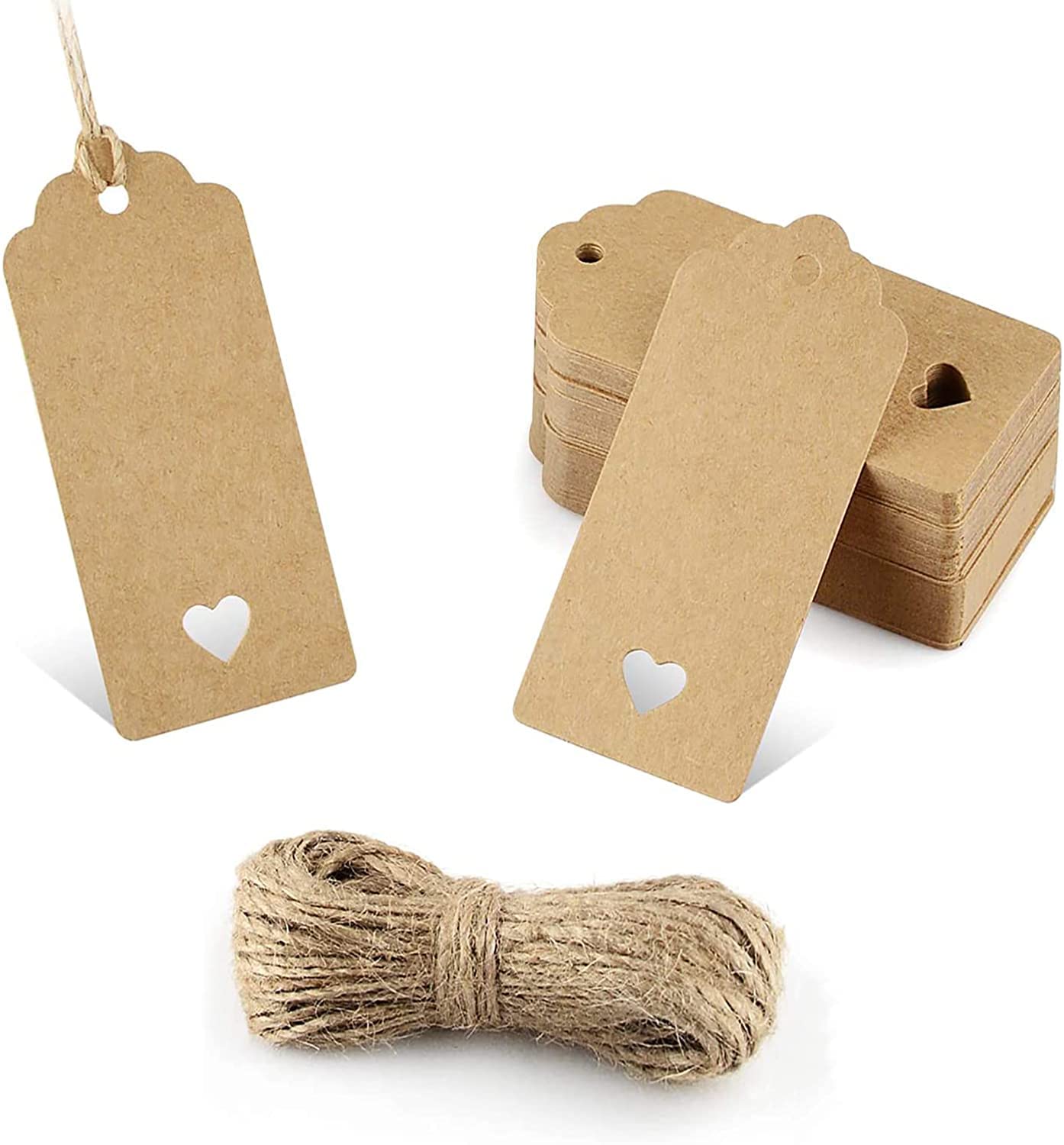 Buy Hopuwell 100 Pcs Kraft Paper Tags, Brown Gift Tag with 30m Natural