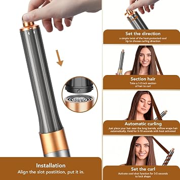 1.2 Inch Long Barrel Attachment for Dyson Airwrap HS01 HS05 HS08 ID Copper