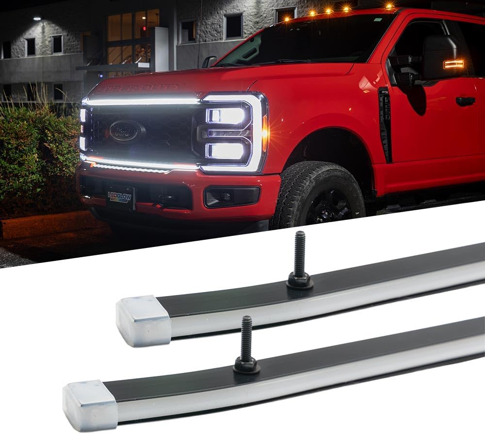 LEDGlow White LED Grille Accent Lighting Kit Fits 2023-2026 Ford Super Duty F250 F350 - Closely Matches Factory Headlights Color - 2X Grill Light Bars, Accessory Harness, Voltage Reducer & Y-Splitter