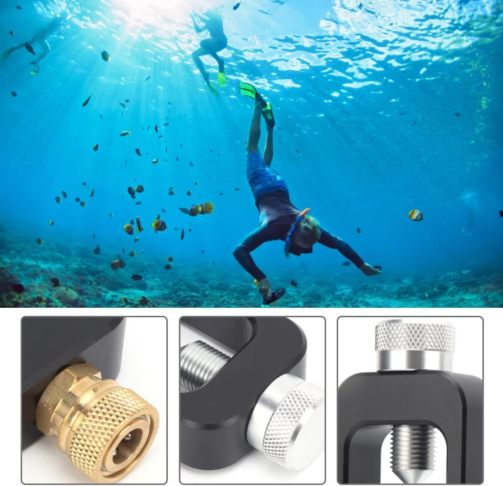 Diving Refill Adapter, Aviation Aluminum - Diving Refill Adapter for Oxygen Transport - Large to Small Bottle Interface: 8 MM Converter