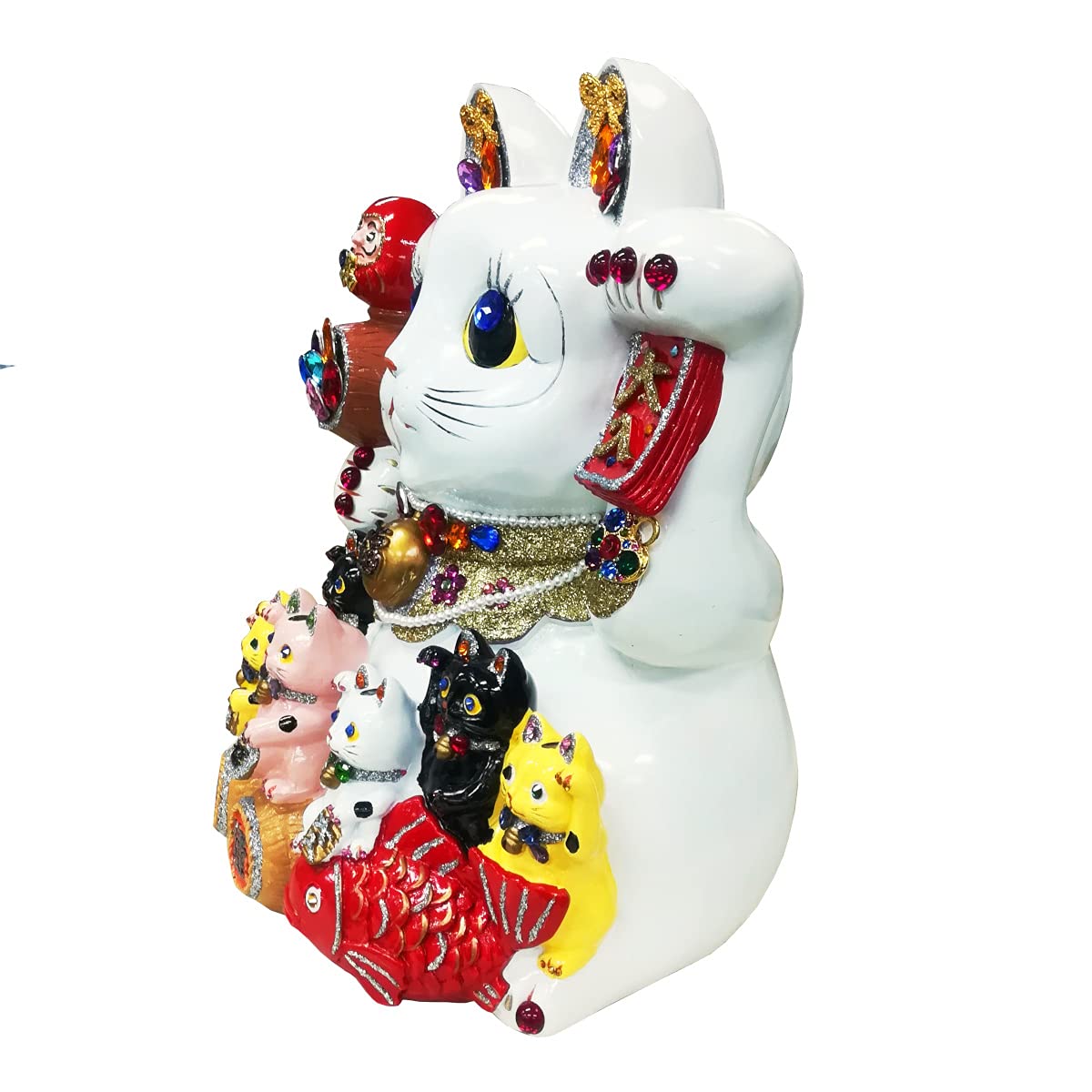 【美品】招き猫 親子招福バンク 超ジャンボ ゴージャス 33cm 美品】招き猫 親子招福バンク 超ジャンボ ゴージャス 33cm