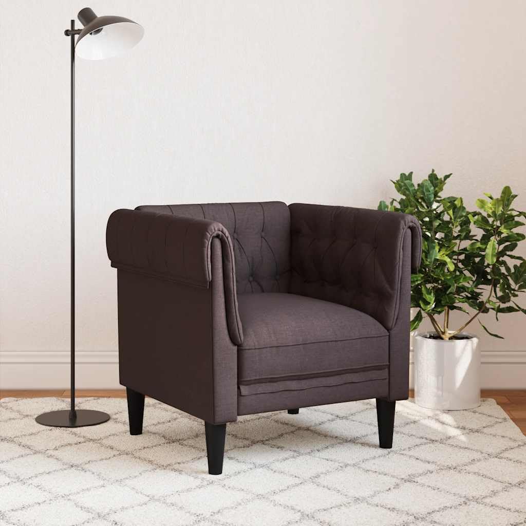Sillón Chesterfield de Tela marrón Oscuro,16.4kg-372541