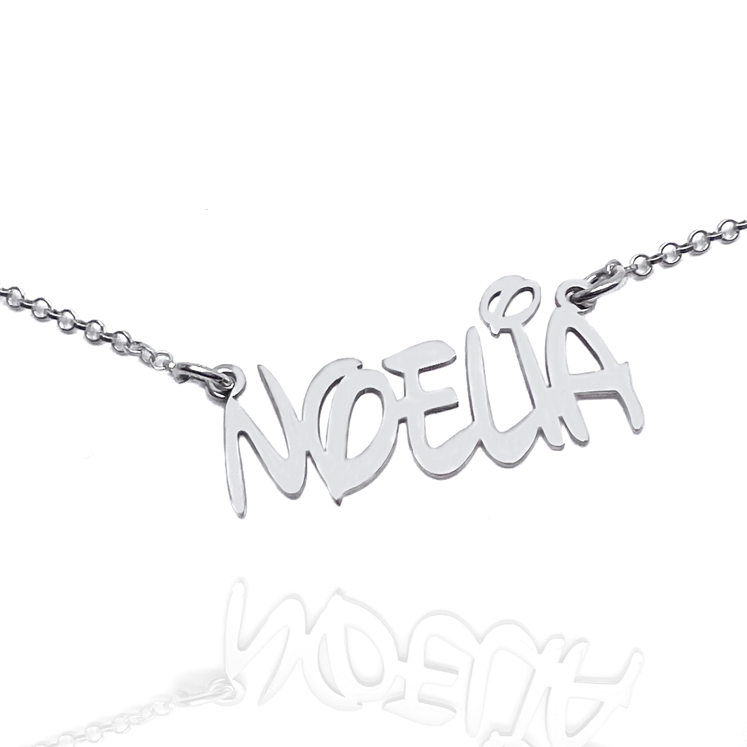 Collar con Nombre para Mujer Personalizado en Plata de Ley 925/1000. Colgante con Nombre. Regalo día de la madre. Modelo Noelia